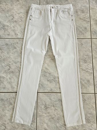 Jeans Jeggins Weiss High Rise Skinny Gr. 40 mit Nieten