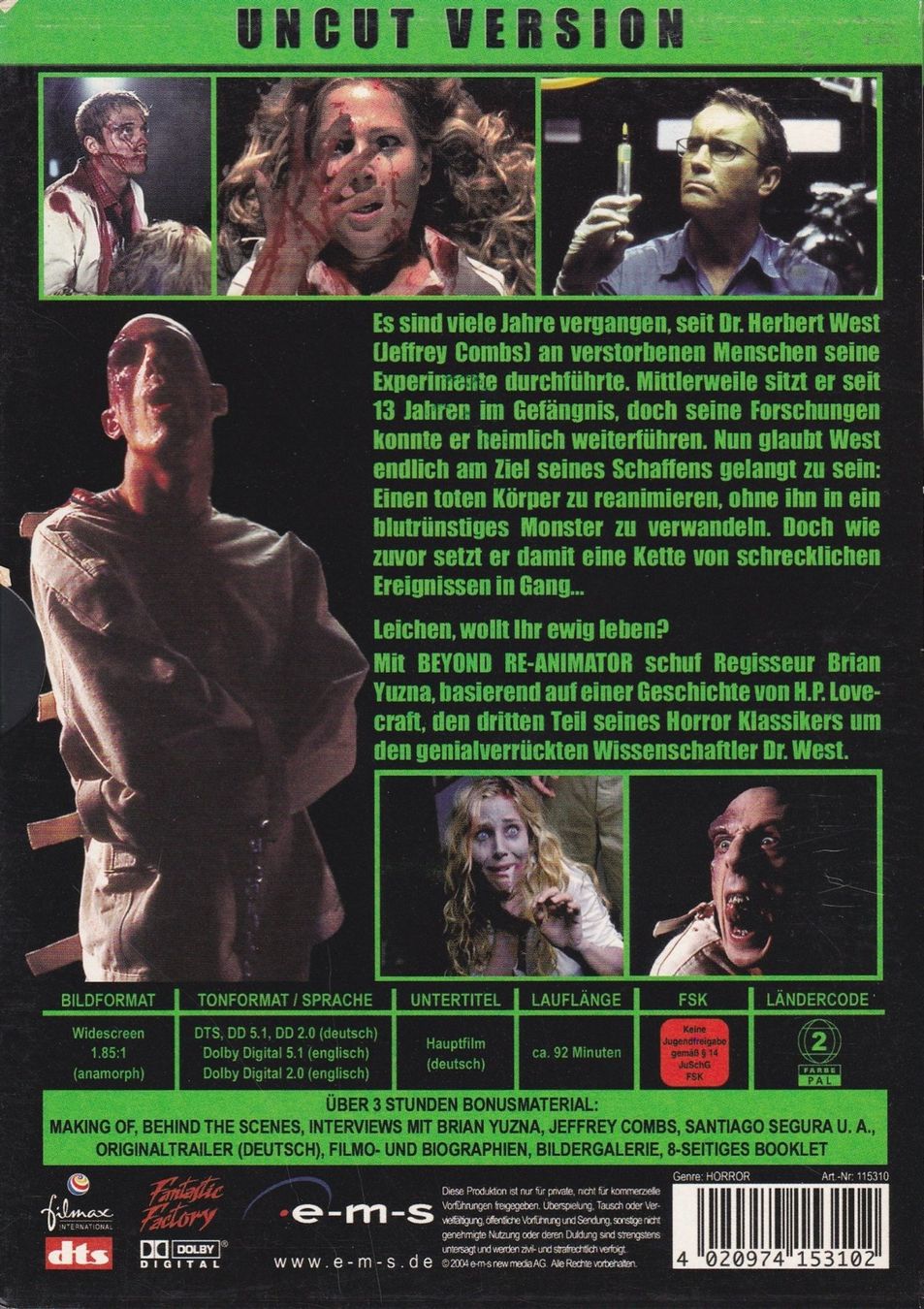 Tous les DVDs: Beyond Re-Animator / Brian Yuzna / Jeffrey Combs – D'occasion à Füllinsdorf par VIDEO-ARCHIVES 2