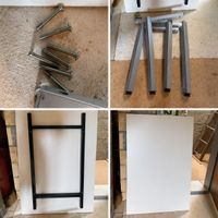 Schreibtisch weiss mit Metallbeinen und Schrauben gebraucht