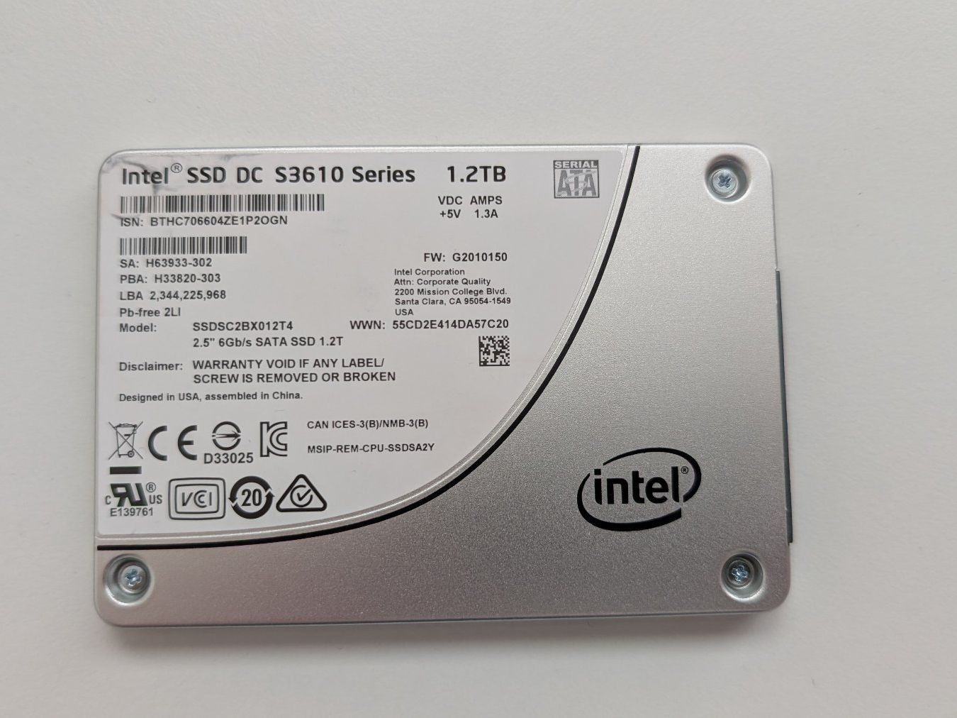 Intel Harddisks: Intel SSD DC S3610 Series 1.2TB – Gebraucht aus Oberwil-Lieli von meipa3000