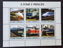 Sao Tome und Principe-Mi 2320-2325 Kbg. ** (2003) Bahnmotive