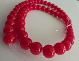 Perlen rot (wie Korallen) Glas 8mm. Strang