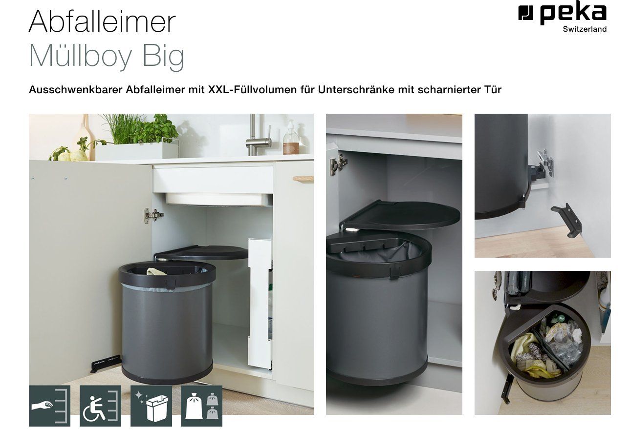 Cestini per rifiuti: 061 Peka Abfallsystem Müllboy Big 1 anthrazit – Nuovo e nell'imballaggio originale da Derendingen venduto da Meisterstuecke 1
