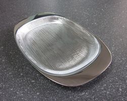 WMF Butterplatte mit Glaseinsatz, Cromargan, 60/70er Jahre
