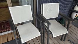 Gartenstühle Metall Gestell und Textilbezug 3er Set. 