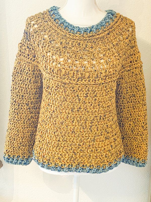 Pullover & Sweatshirts: Gehäkelte Topdown Pullover Pulli tweed gelb – Neu (gemäss Beschreibung) aus Carabbia von katiamandelli 2