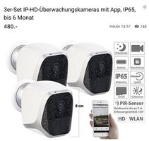 IP-HD-Überwachungskamera mit App, IP65, bis 6 Monate Batteri