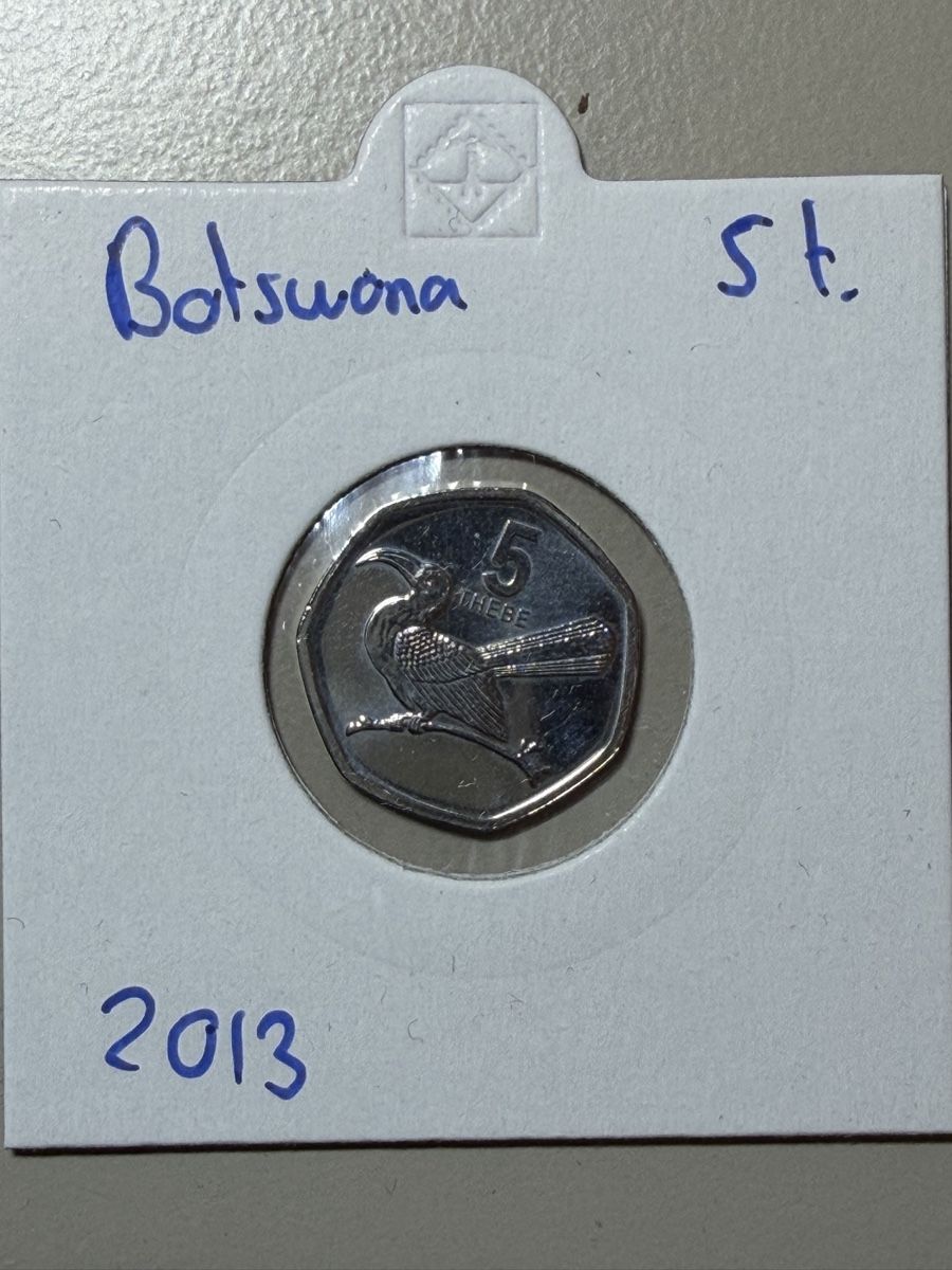 Tutti le monete: Botswana - 5 Thebe - 2013 – Usato da Payerne venduto da Mike1682