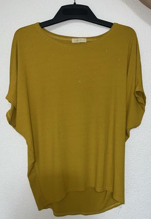 Gelbes T-shirt mit Glitzer, Grösse XL