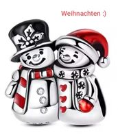 CHARM Weihnachten Schneemann/frau ,PANDORA-KOMPATIBEL