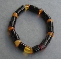 ♥ SCHLANGEN ARMBAND / UNISEX / BERNSTEIN + GAGAT / 16 CM ♥