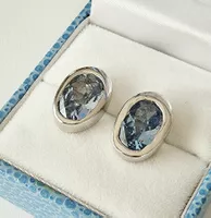 Silber 925 Ohrstecker mit Aquamarin, eisblau & zeitlos - Neu