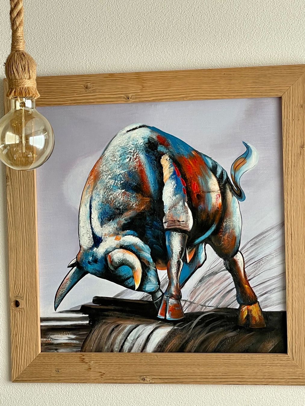 Foto & Immagini: Bild Stier auf Leinwand in Öl oder Acryl – Usato da Brunnen venduto da Holz-style 6