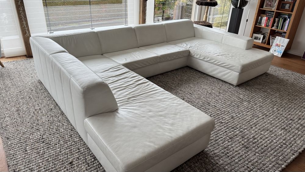 Weisse Ledercouch, grosszügige U-Form,guter Zustand! (Gebraucht) in ...
