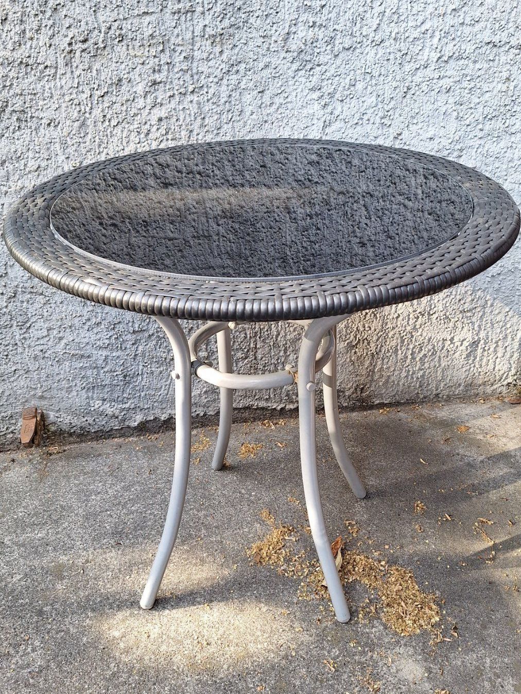 Tische: Garten  oder Balkontisch rund  Metall mit Glasplatte – Gebraucht aus Arlesheim von shopradl
