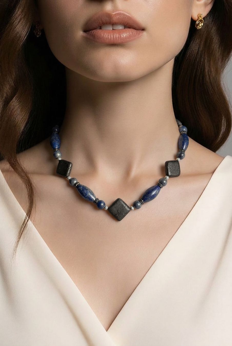 Catenine: Lapislazuli, Lava Stein Kette NEU – Nuovo e nell'imballaggio originale da Basel venduto da Chili007