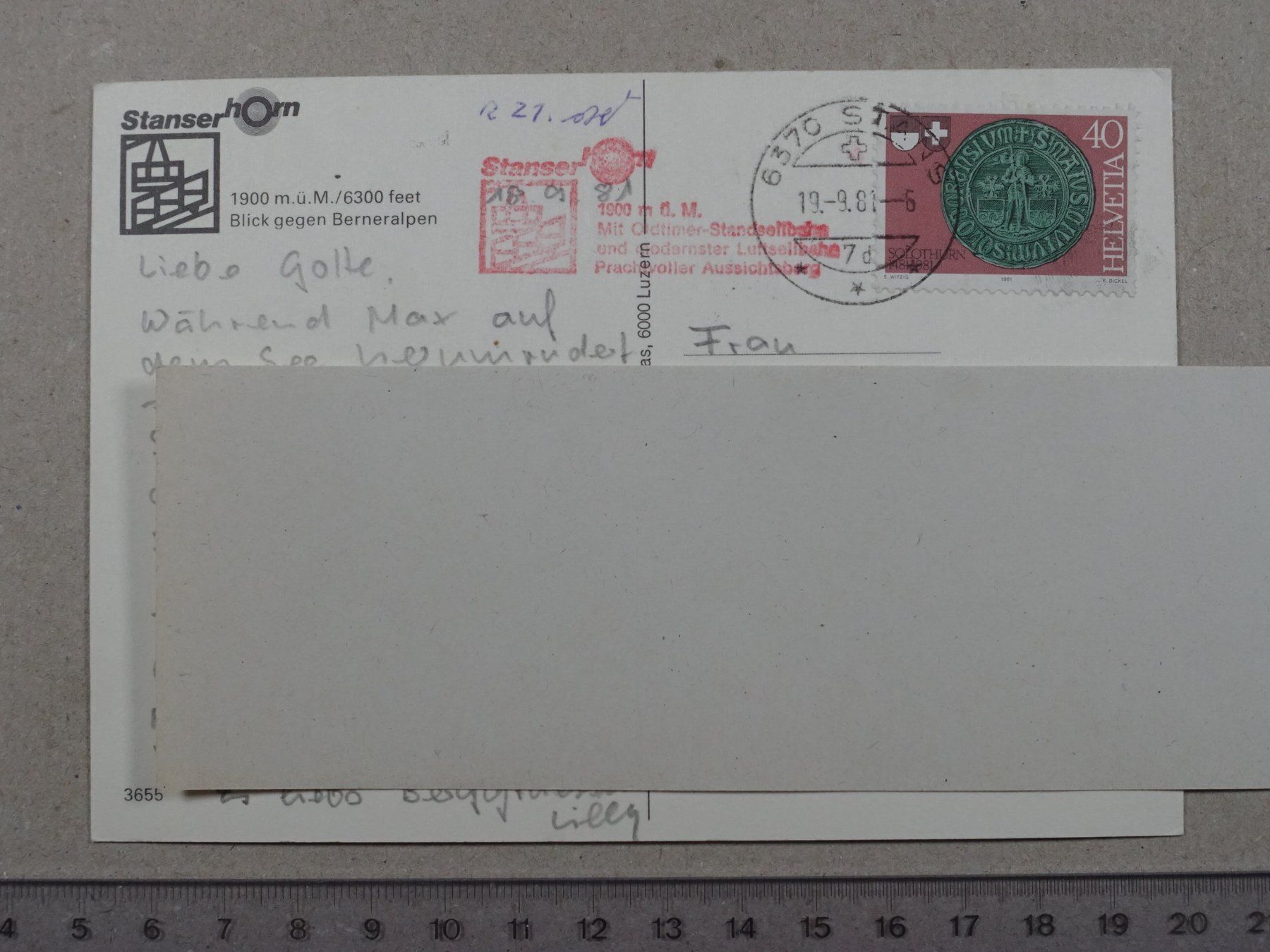 Cartes postales: Stanserhorn, 1981, Poststempel Stans – D'occasion à Lenzburg par fh1 1