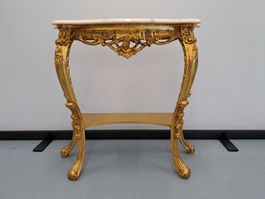 vergoldeter Konsolentisch im Louis-XV-Stil mit Marmorplatte
