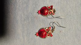 Strass Ohranhaenger Eulen scarlet
