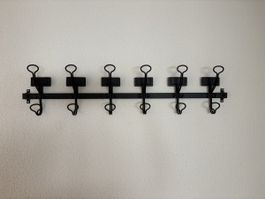 Garderobenleiste schwarz Metall, 6 Haken guter Zustand