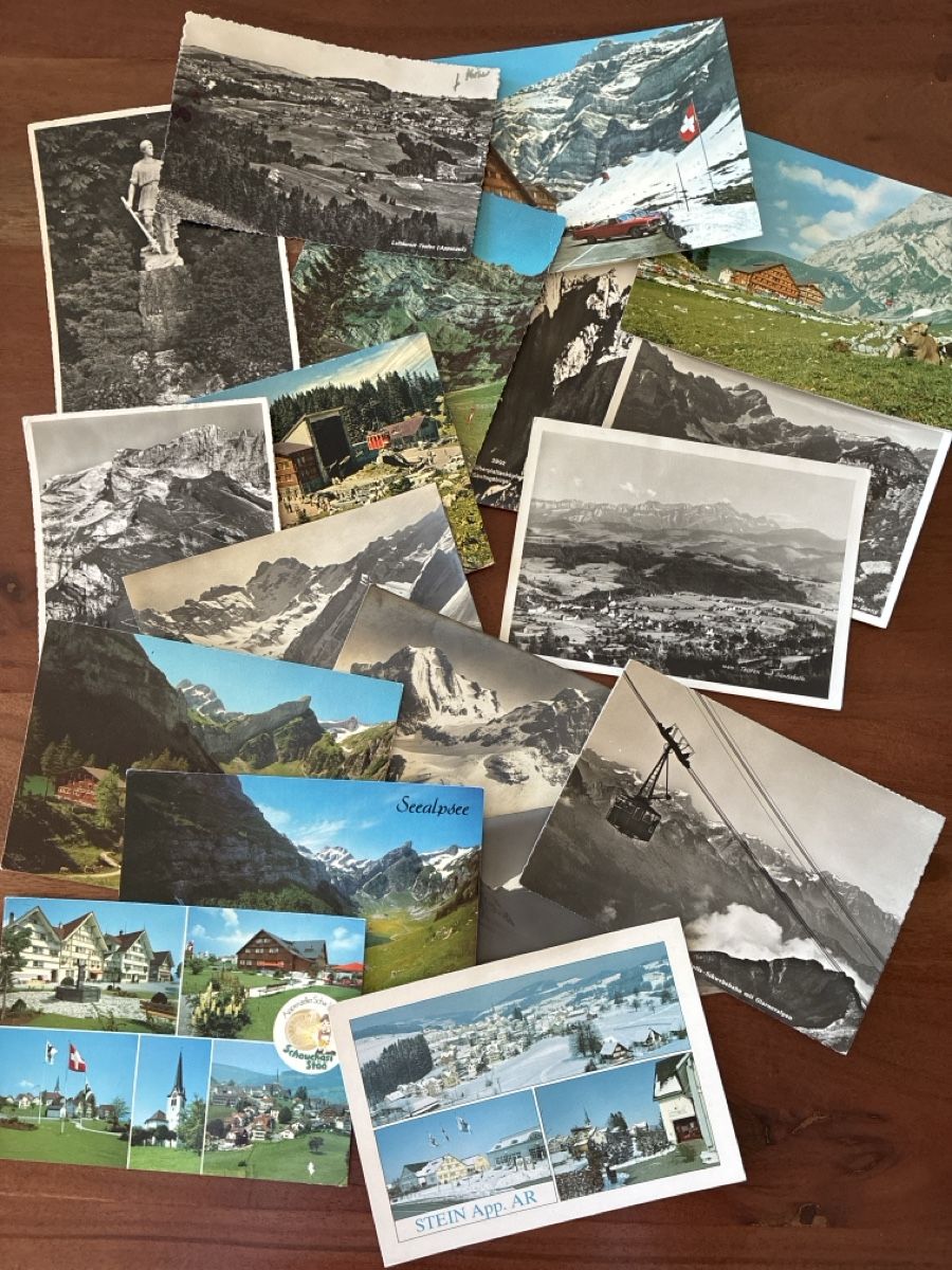 Cartoline postali: 52 Ansichtskarten Schweiz diverse vom Kanton Appenzell  – Usato da Oftringen venduto da Cla.vD.74 4