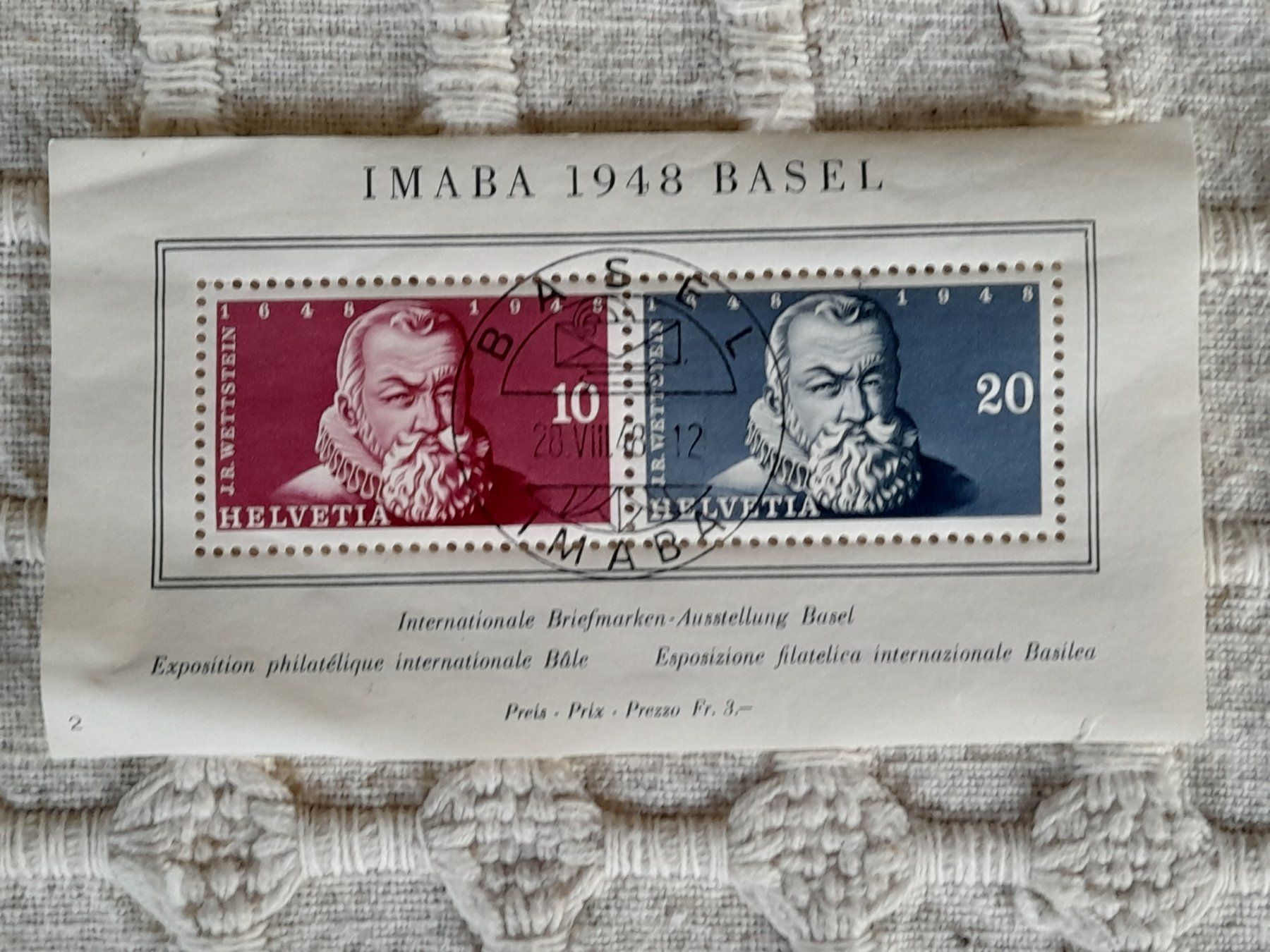 Alle Briefmarken: IMABA 1948 Basel + .... – Gebraucht aus Thun von Treff.....e 1