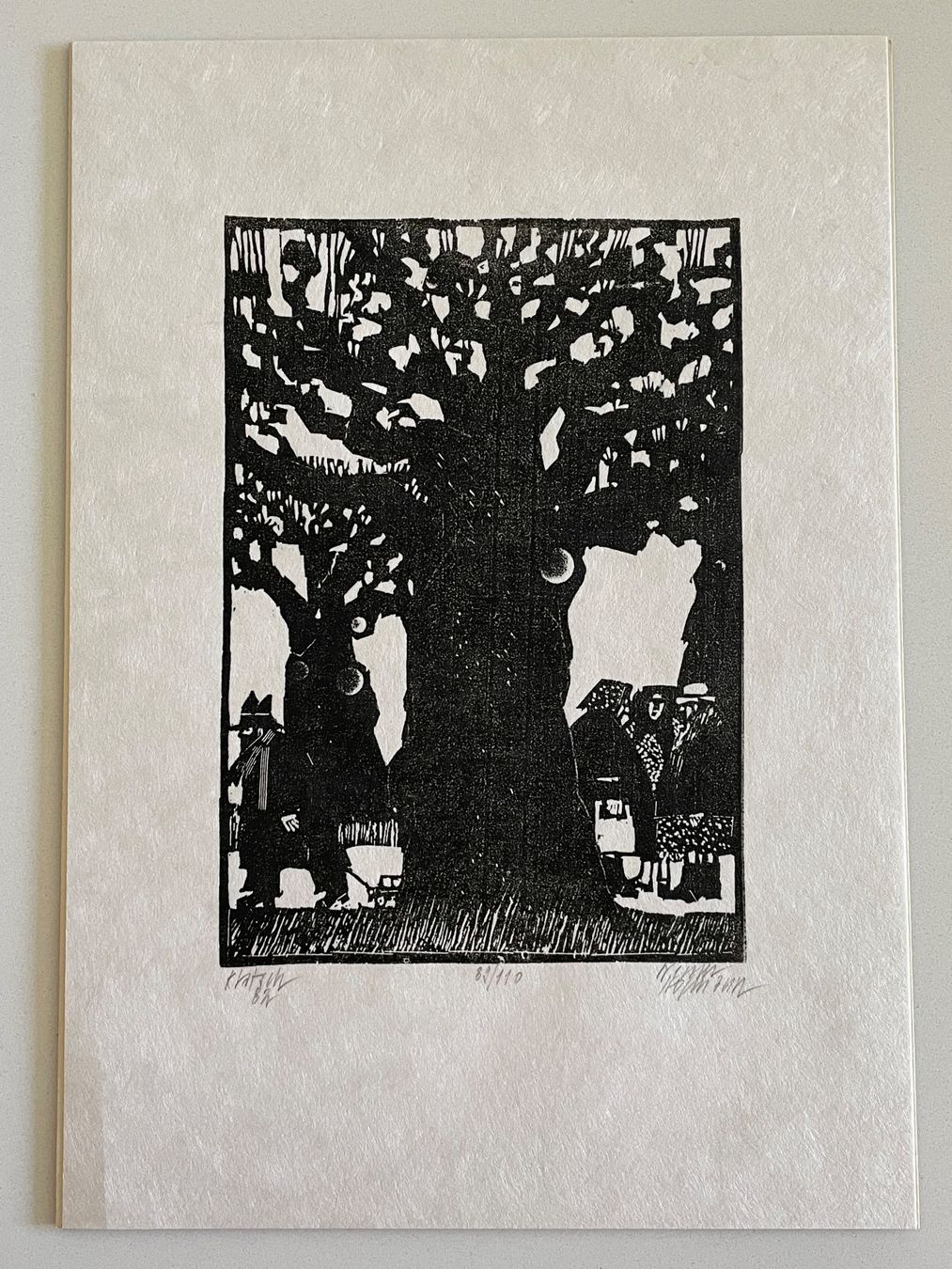 Xilografie: Werner Hofmann Holzschnittdruck - Klatsch 82 – Usato da Zürich venduto da plumita