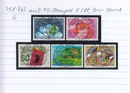 758-762 mit FD-Stempel 8.3.88, 3000 Bern 1