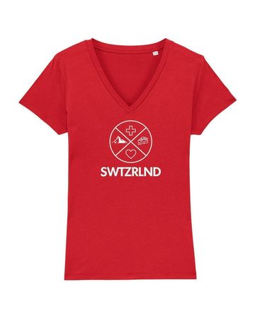 SWTZRLND Damen T-Shirt, rot, XS Schweiz Switzerland Swiss
