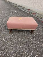 Antiker Vintage Polsterhocker / Fussschemel Rosa Holz