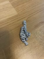 Brosche/ Anhänger Tiger- Emaille & Strass weiss