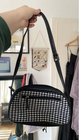 schöne kleine Handtasche - schwarz-weiss karriert
