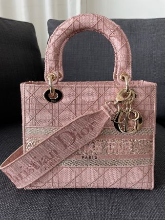 Dior Lady D-Lite Medium Limited Edition – Pink mit Kristalls