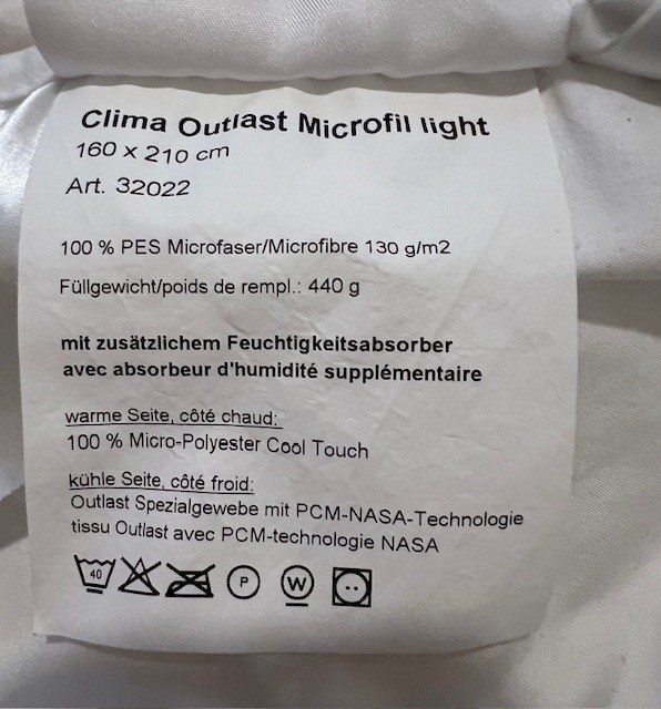 Coperte: Clima Outlast Microfil Decke light – Usato da Goldach venduto da Pinco1811 6