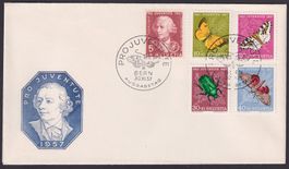 PJ 1957, FDC illustriert + adresslos, im seltenen US-Format!