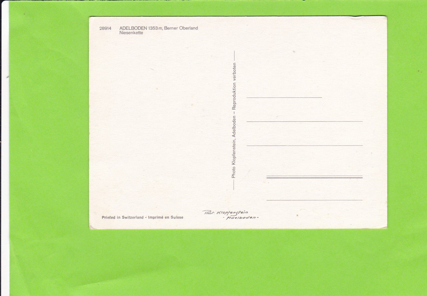 Cartoline postali: Adelboden-Niesenkette – Usato da St. Peterzell venduto da neckertal 1