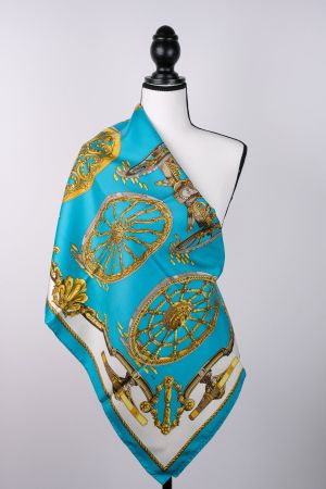 Foulard Hermes Les Roues, turquoise