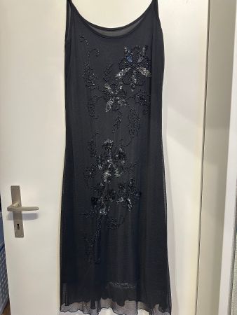 Sommerkleid Kleid mit Pailletten Blumenapplikationen
