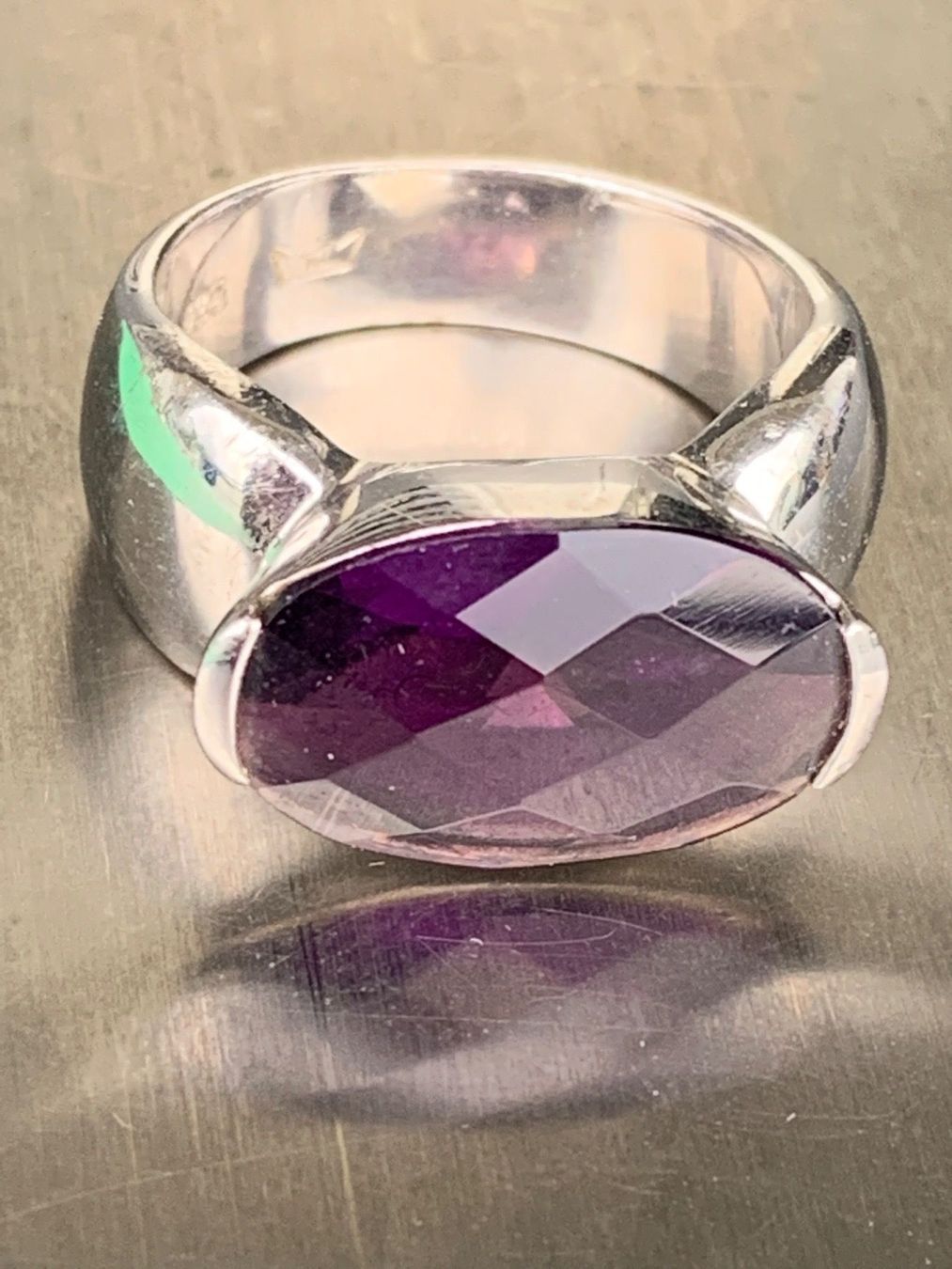 Anelli: Silberring violetter Stein oval (63) – Usato da Dittingen venduto da Bellevista