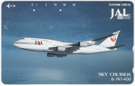 JAL Jumbo B-747 auf japanischer Airline Motiv Telefonkarte