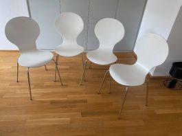 Lot de 4 chaises galbées empilables Blanc / Chrome