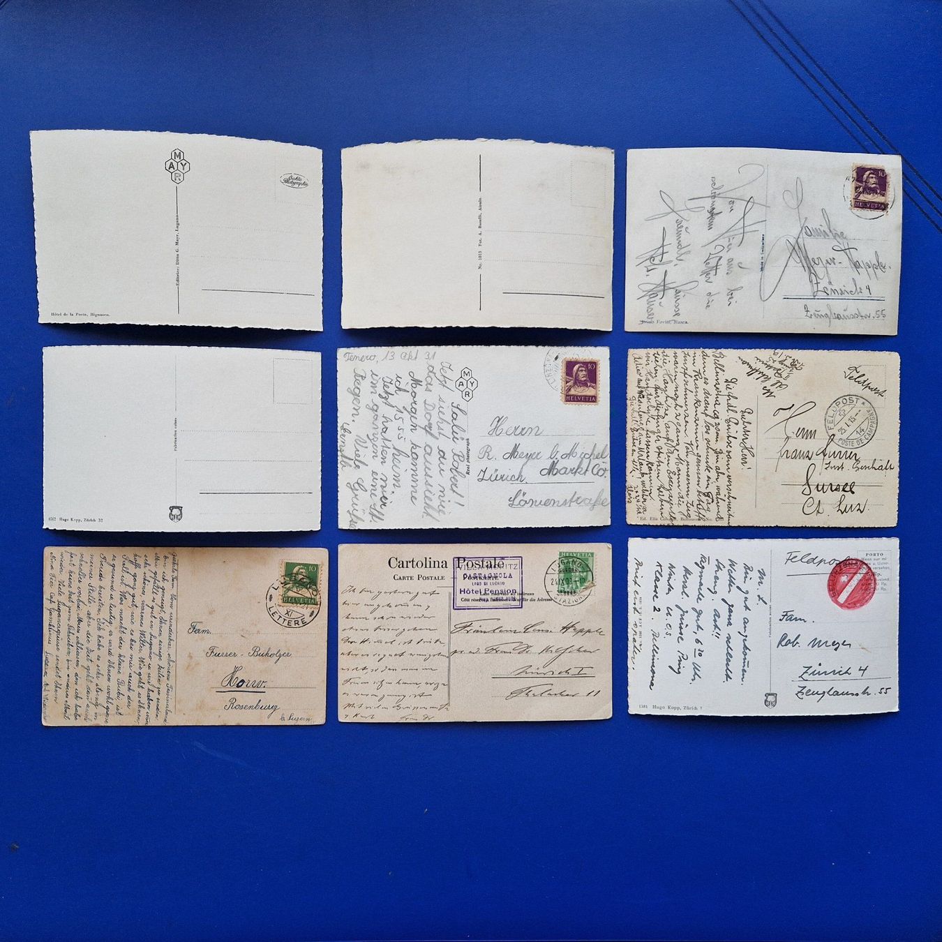 Cartoline postali: 9 alte Ansichts- und Postkarten Tessin – Usato da Flums venduto da Guscha1 1