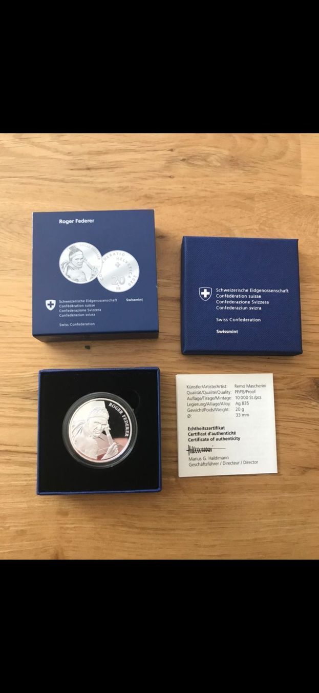 Tutti le monete: Lot de 3 pièces Roger Federer – Nuovo e nell'imballaggio originale da Martigny venduto da mim_lk7x 1