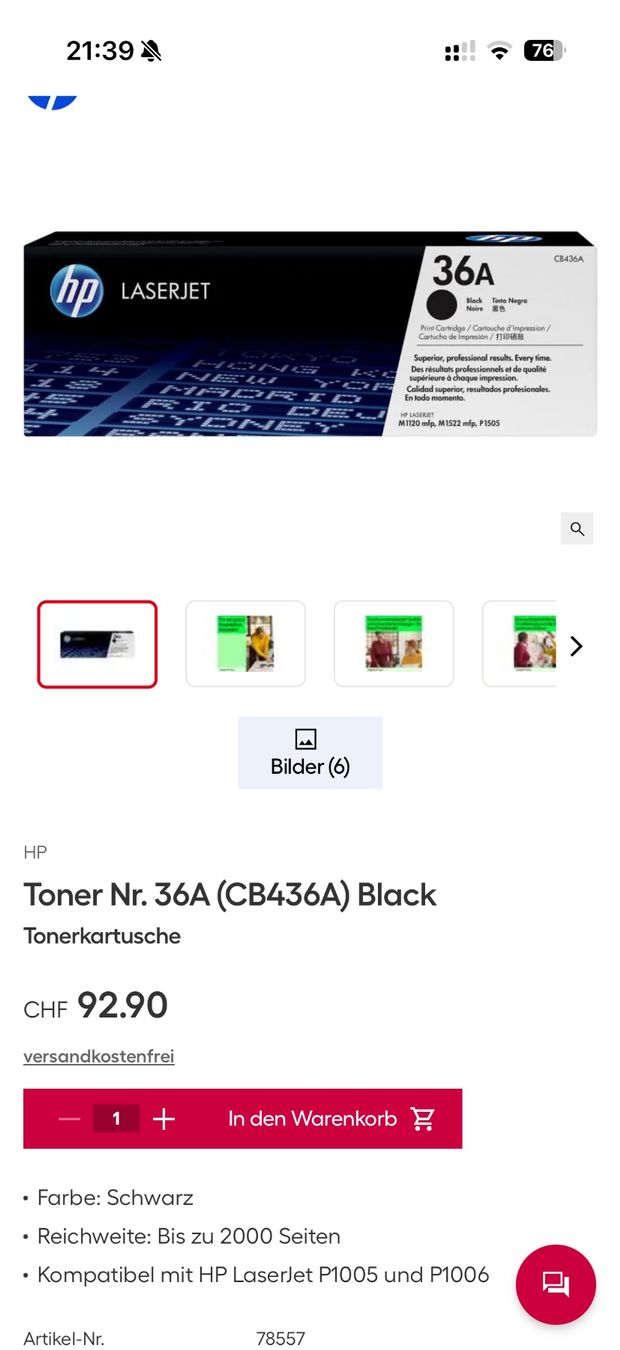 Hewlett Packard Cartucce per stampanti & toner: HP original 36A – Nuovo e nell'imballaggio originale da Büren an der Aare venduto da simsand 2