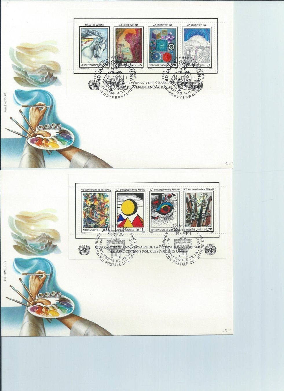 Tutti i francobolli: 2 FDC Vereinigte Nationen, 1986 – Nuovo (secondo la descrizione) da Wittenwil venduto da Khunruedi