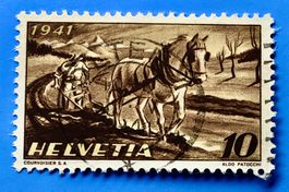 Nr.252 Bauer,Pferd,Pflug  GESTEMPELT 1941  