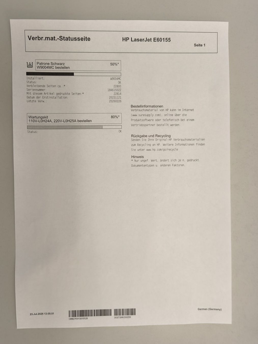 Hewlett Packard Stampanti: HP LaserJet Managed E60155dn – Usato da Sommeri venduto da villa0928 3