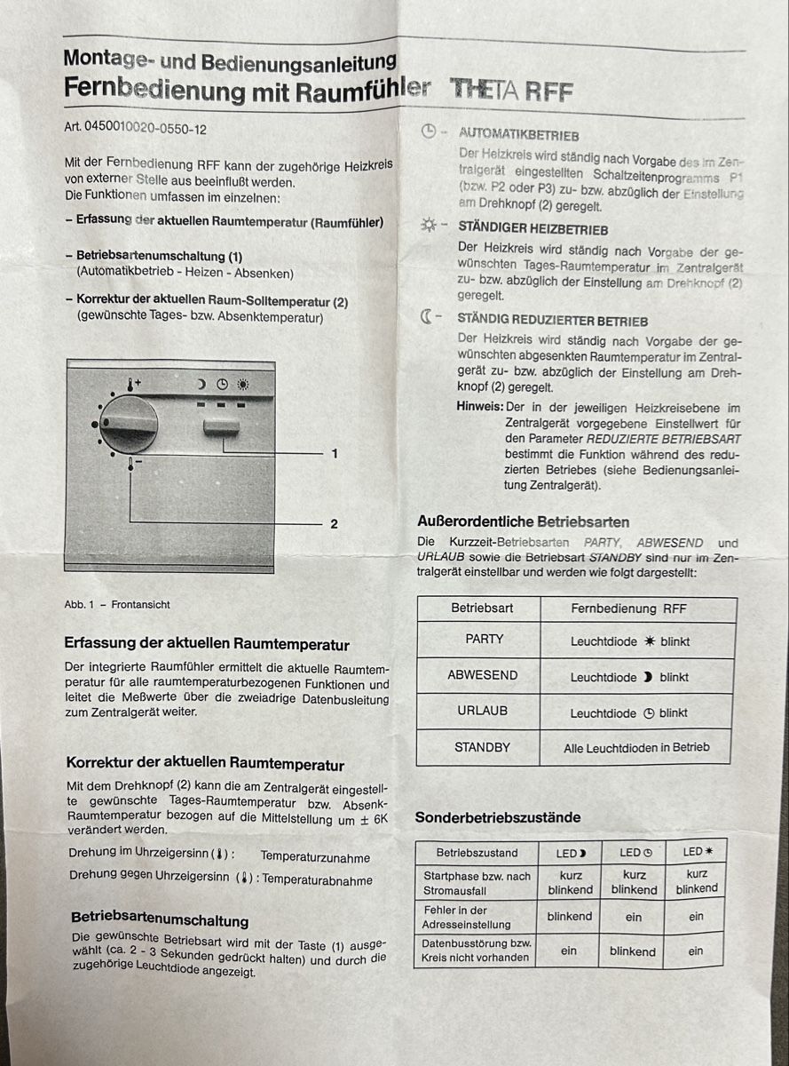 Riscaldamento: Theta RFF mit Raumfühler – Usato da Niedergösgen venduto da Mr_Bird 4