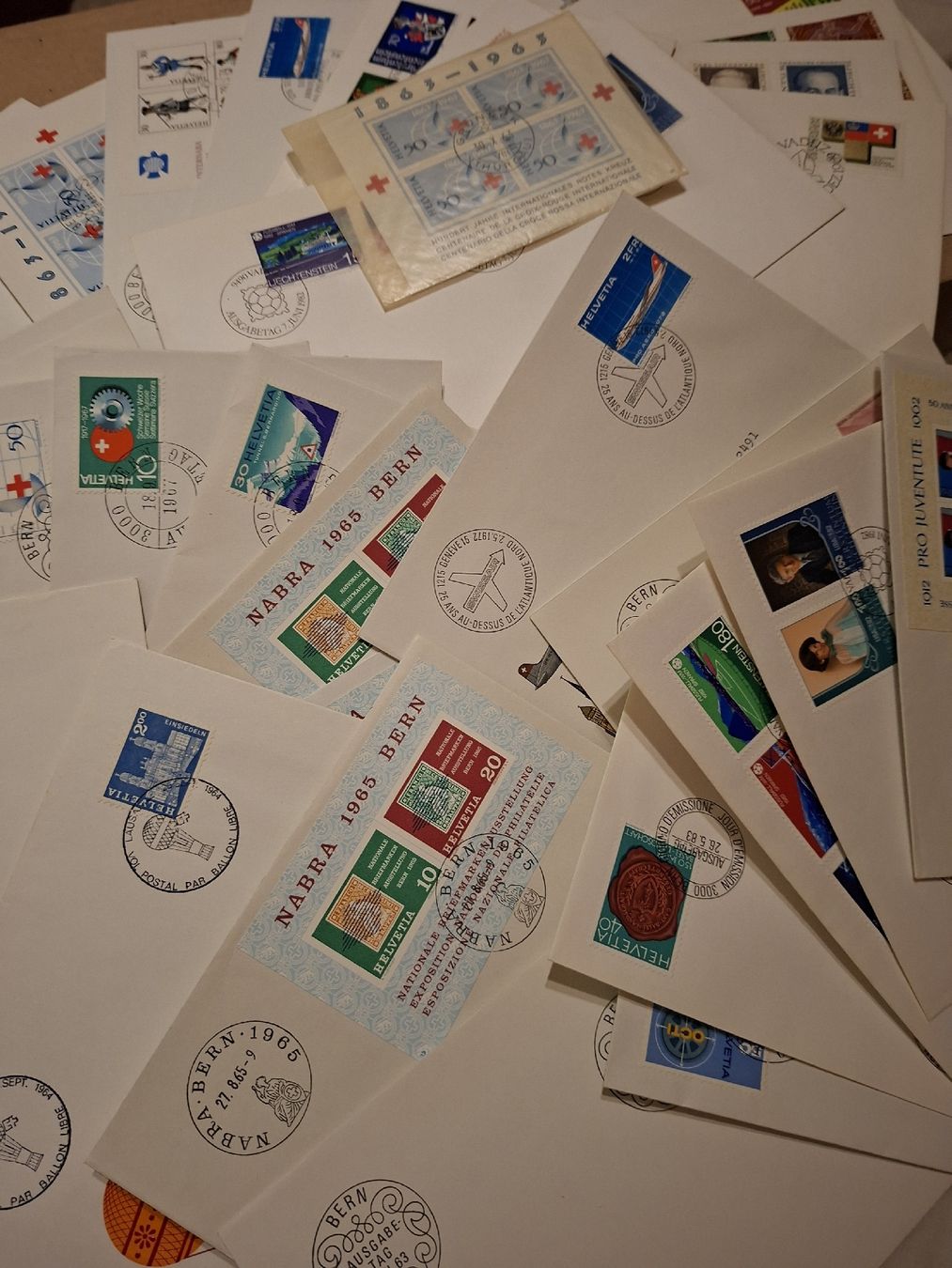 Alle Briefmarken: Schachtel FDC / PTT / 4er Blocks Briefe div – Gebraucht aus Balgach von SIMEON27 7