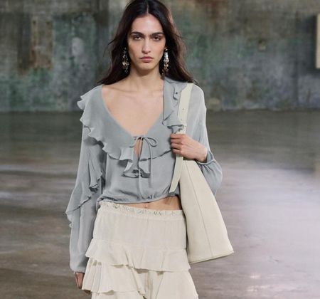 ZARA halbtransparente Boho Bluse Kurzbluse S (38-40) NEU